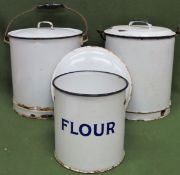Quantity of various vintage enamelled containers all used condition