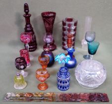 Mixed lot of various mostly coloured glassware, etc used and unchecked