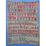 Unframed 1856 sampler. Approx. 29 x 21cms reasonable used condition