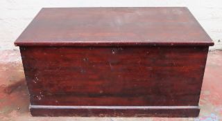 Vintage stained wooden blanket chest. Approx. 44 x 87 x 47cms reasonable used with scuffs and