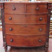 Victorian mahogany Scottish style two over three chest of drawers. Approx. 114 x 106 x 51cms used