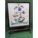 Early 20th century mahogany framed embroidered firescreen. Approx. 94 x 67cms reasonable used