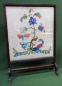Early 20th century mahogany framed embroidered firescreen. Approx. 94 x 67cms reasonable used