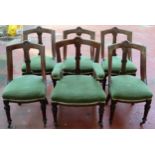 Set of six (5+1) 19th century carved mahogany upholstered dining chairs used condition with damage