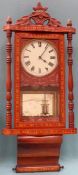 Late 19th/Early 20th century inlaid mahogany wall clock. App. 98cm H Used condition, not tested