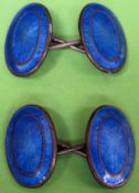 Pair of enamelled vintage 'silver' cufflinks used and unchecked