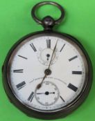 Hallmarked silver Thomas Russel & Son pocket watch with enamelled circular dial. reasonable used