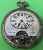 Early 20th century Art Deco style 'Depose' 8 day gents pocket watch with silver coloured dial used