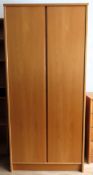 20th century light oak two door wardrobe. Approx. 196 x 90 x 60cms reasonable used condition with