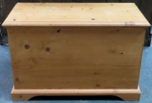 20th century stripped pine blanket chest. Approx. 52 x 81 x 38cms reasonable used condition with