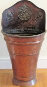19th century repousse decorated copper grape hod/bucket. Approx. 85 x 47cms reasonable used