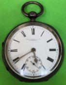 Hallmarked silver Thomas Russel & Co pocket watch with enamelled circular dial used condition not