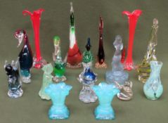 Mixed lot of Murano and other coloured glass figures, vases, etc all used and unchecked
