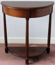 Ercol mid 20th century small oak half moon side table. Approx. 71 x 65 x 33cms reasonable used