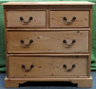 20th century stripped pine two over two chest of drawers. Approx. 92 x 98 x 45.5cms reasonable