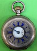 Hallmarked silver half hunter pocket watch with enamelled circular dial used condition not tested