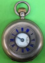 Hallmarked silver half hunter pocket watch with enamelled circular dial used condition not tested