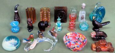 Quantity of various coloured glass Inc. Murano, Wedgwood, Avon, etc all used and unchecked