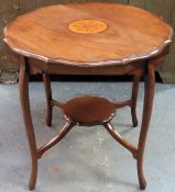 Early 20th century mahogany inlaid parlour table. Approx. 73 x 75cms D reasonable used condition