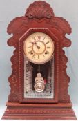 Ansonia carved mahogany cased American mantle clock. App. 58cm H Used condition, not tested for