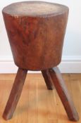 Vintage hand carved wooden drum form chopping block/butchers block stand reasonable used condition