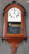 Early 20th century inlaid mahogany American style wall clock. App. 85cm H Used condition, not tested