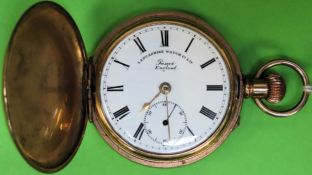 Early 20th century gold plated full hunter pocket watch , by Lancashire Watch Co, Prescott used