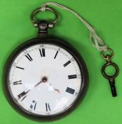 19th century hallmarked silver pear cased pocket watch, with enamelled circular dial used