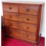 Victorian mhaogany two over three chest of drawers. Approx. 119 x 120 x 54cms reasonable used