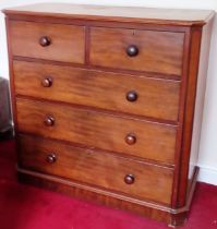 Victorian mhaogany two over three chest of drawers. Approx. 119 x 120 x 54cms reasonable used