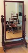 Georgian style large mahogany cheval mirror. Approx. 163.5 x 90 x 38cms used with scuffs scratches