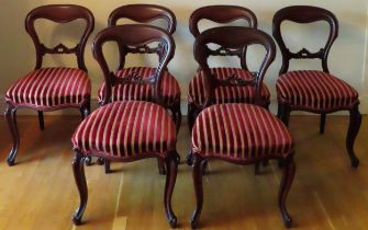 Set of 6 19th century carved mahogany crown back dining chairs. Approx. 88 x 46 x 38cms reasonable