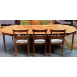 Mid 20th century teak extending dining table with three leaves. Approx. 73 x 270 x 120cms. Also