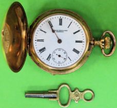 18k full hunter small fob watch, by Henry Birks & Sons, Montreal used condition not tested