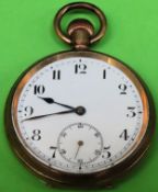 Vintage gold plated pocket watch with enamelled circular dial used and unchecked