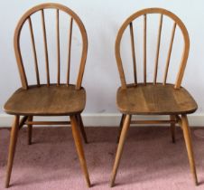 Pair of Ercol mid 20th century stick back dining chairs used condition with minor scuffs and