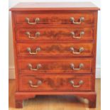 Late 19th/early 20th century mahogany inlaid chest of five drawers. Approx. 85 x 68.5 x 41.5cms D