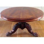 Impressive 19h century Rosewood circular tilt top breakfast table, on high quality carved tripod