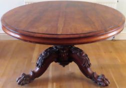 Impressive 19h century Rosewood circular tilt top breakfast table, on high quality carved tripod