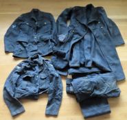 1950's RAF Airman's dress uniform, comprising two jackets, overcoat, two pairs of trousers, hat