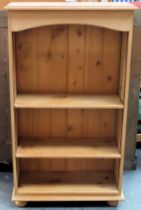Set of stripped pine 20th century open bookshelves. Approx. 123 x 74.5 x 29cms reasonable used