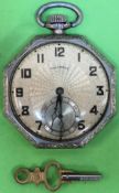 Art Deco silver coloured 'Illinois' octagonal pocket watch used condition not tested