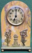 Brevete early 20th century gilt mounted Crema Valencia marble mantle clock. Approx. 16cm H