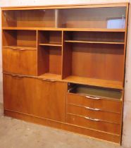 G Plan style mid 20th century wall unit. Approx. 170cm H x 179cm W x 36cm D (V984) Reasonable used
