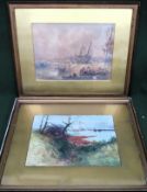 Two late 19th/early 20th century gilt framed watercolours, both signed indistinct