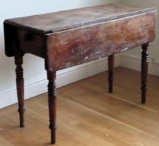 19th century drop leaf Pembroke table. Approx. 76 x 104 x 89cms used condition with wear due to