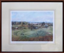 Donald M. Shearer - Framed pencil signed polychrome print - The 17th Kings Course Gleneagles.