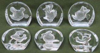 Set of 6 Disney glass paperweights all used and unchecked