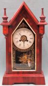 Jerome and Co. mahogany cased American mantle clock. App. 46cm H Used condition, not tested for