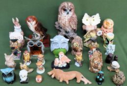 Collection of various mostly Owls including conposition, glass etc All in used condition, unchecked